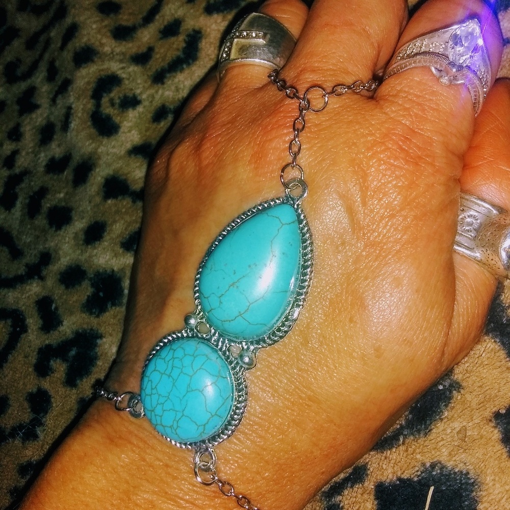 New Silver & Turquoise Slave Bracelet